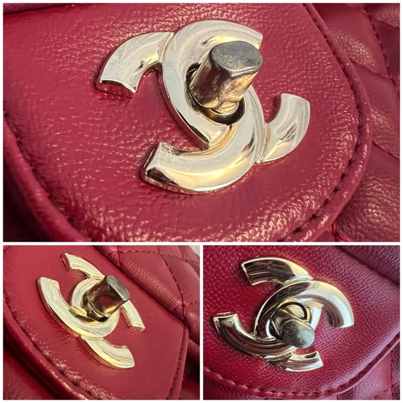 👑✅PRICE FIRM✅ Beautiful Large Red Quilted Gold Chain Purse - Picture 11 of 17